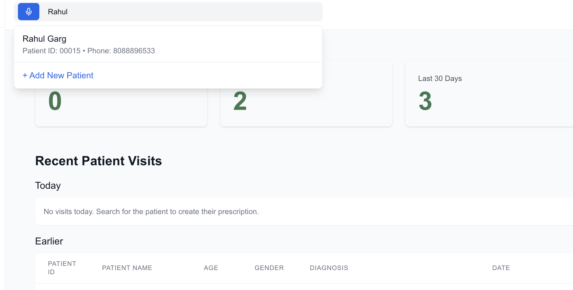 Search and add patients